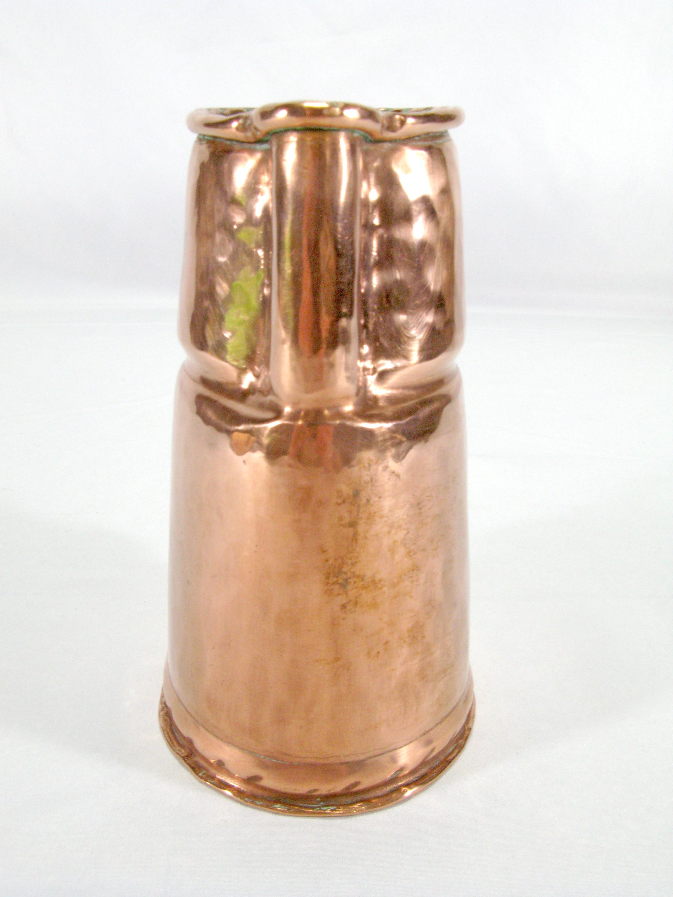 アンティークフランス製銅製水差し、手鍛造銅製水差し、サイダー