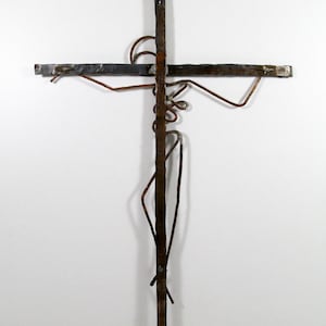 Large Hammered Metal Modernist Hand Forged  French Crucifix, French Crucifix, Old Crucifix, Religious Items, Spirituality and Religion (634)