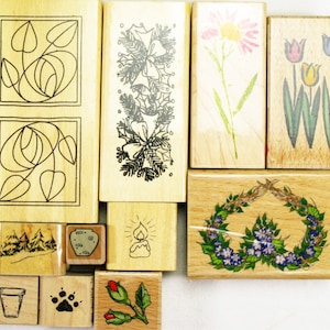 Eleven Various Wooden Stamps , Embroidery Stencils, Set of Eleven Wooden Stamp Blocks, Wooden Stamps, Stamps and Seals, (187)