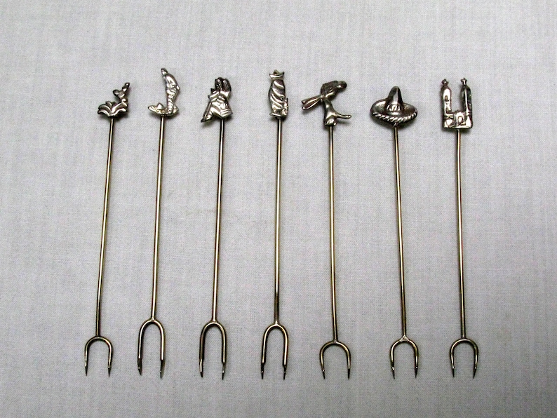 Seven Cocktail Sticks Silver Cocktail Sticks French Cocktail Etsy