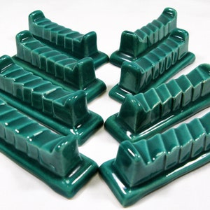 Eight Porte Couteaux,Knife Rests, Dark Green  Classic French Knife Rests, Pottery Knife Rests, French Knife Rests, Knife Rests (542)
