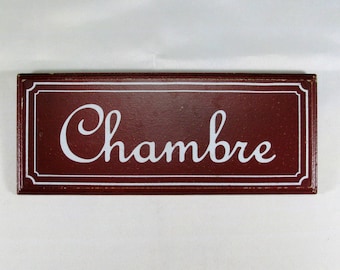 Letrero de puerta de madera francés "CHAMBRE", Letreros para puertas, Letreros para puertas francesas, Letreros colgantes, Letreros de pared, Letreros vintage para dormitorio, Letreros vintage franceses (348)1