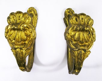 One Pair of French Ormolu Curtain Tie Backs ,Curtain Tie Backs, Ormolu Tie Backs, French Ormolu,  Antique Tie Backs, Ormolu (515)