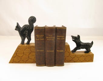 Sujetalibros de gatos y perros, sujetalibros originales, soporte para libros, decoración de estanterías, para amantes de los gatos y los perros, soportes para libros, sujetalibros inusuales para niños.