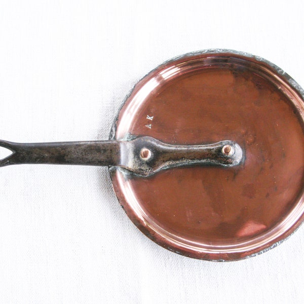 Antique No. 16 Stamped French Copper French Pan. Iron handle , Copper Pan Lid, Pan Lid, French Pan Lid, Copper Pan Lid, Splash Lid 659