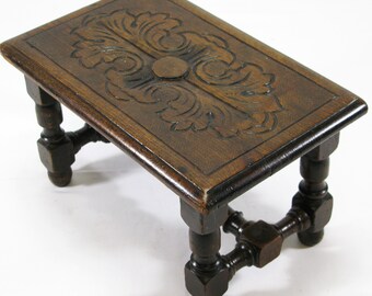 Wooden Footstool, French Footstool, Stool, Plant Table, Decorated Footstool, 1930s stool, Stool,Small Wooden Table (711)