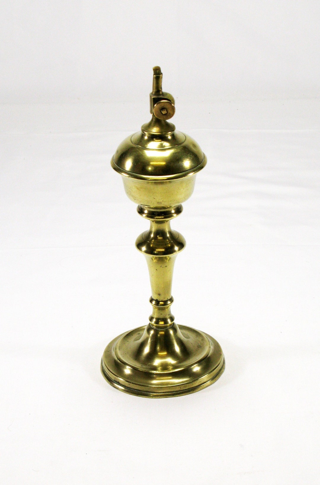 19th Century French Heavy Brass Whale Oil Lamp Burner With Adjustable