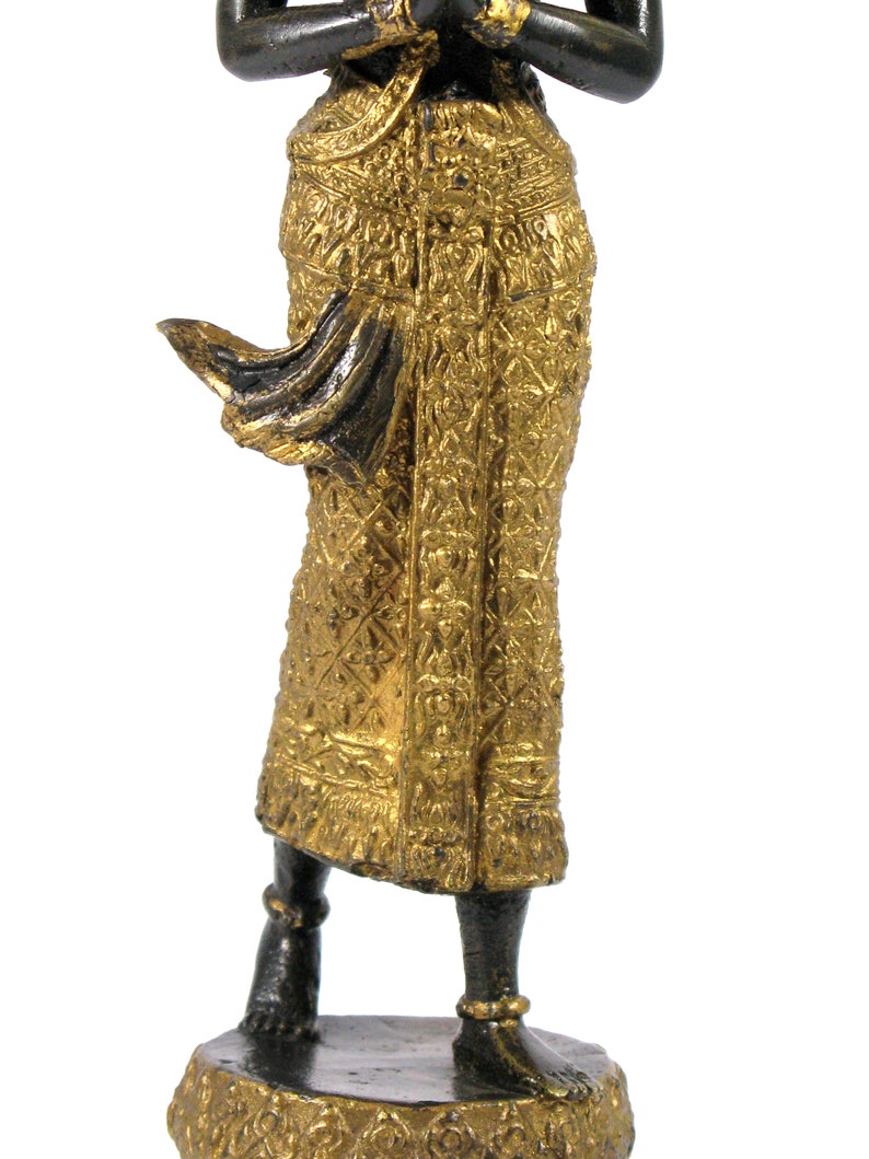 Bronze Figure Bronze and Gold Figurine Elaborate Bronze Thai Dance Figure Heavy Thai Bronze Figurine Bronze Thai Dancer Figurine 391