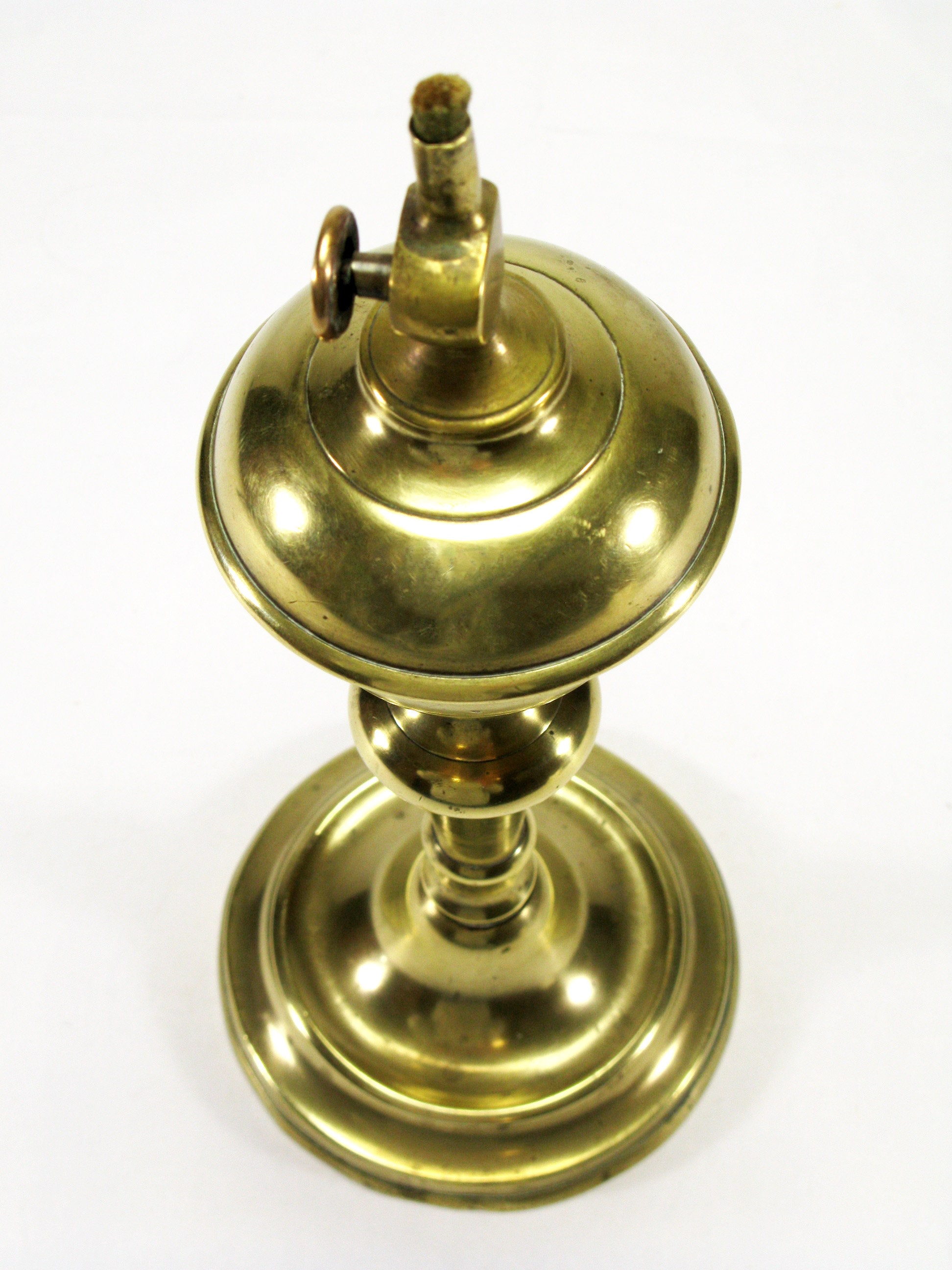 19th Century French Heavy Brass Whale Oil Lamp Burner With Adjustable