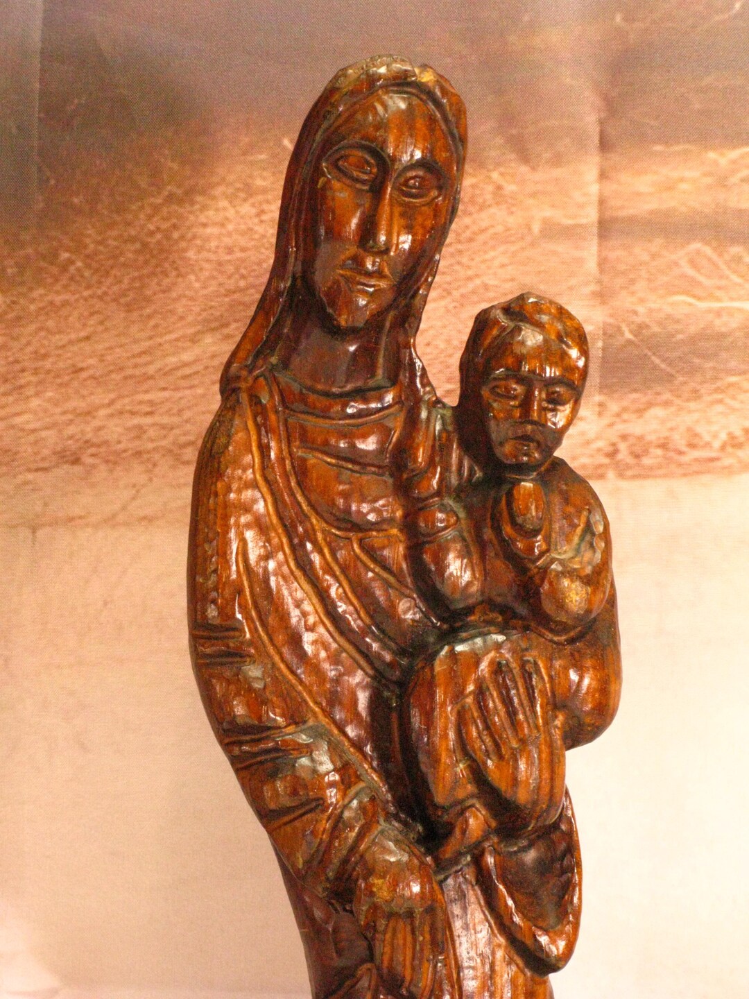Mother & Child Statue, Large Mary Wooden Figure, Virgin Mary Statue ...