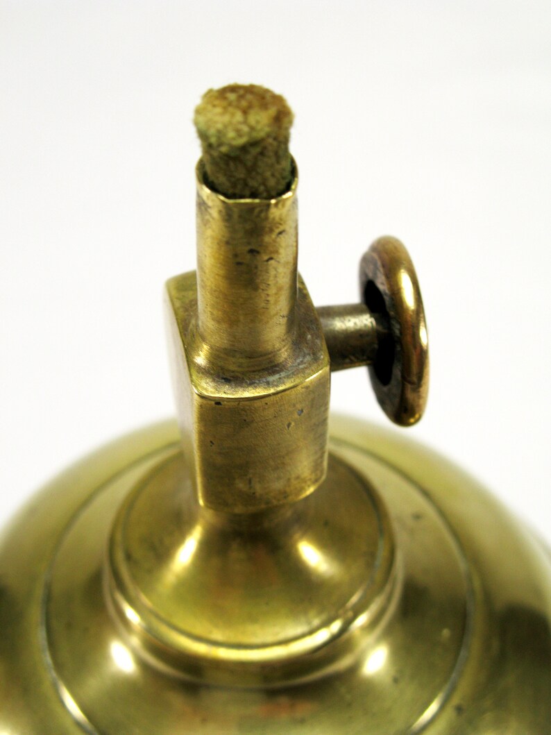 19th Century French Heavy Brass Whale Oil Lamp Burner With Adjustable