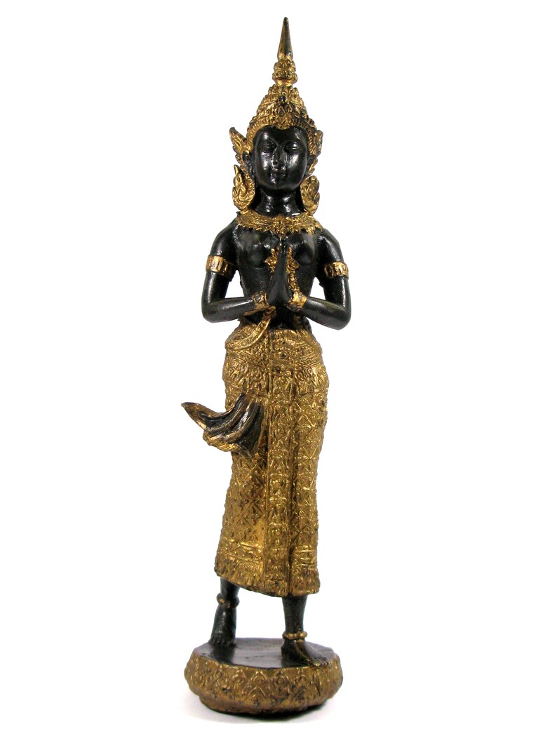 Bronze Figure Bronze and Gold Figurine Elaborate Bronze Thai Dance Figure Heavy Thai Bronze Figurine Bronze Thai Dancer Figurine 391