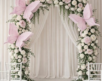 Handmade Set of 3 Giant Pink Paper Butterflies,3D Textured Decor for Wedding Arch,Bridal Shower Backdrop,Nursery Photo Prop,Event Styling.