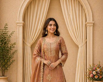 Conjunto Sharara de designer para mulheres, roupa étnica para festas e casamentos.