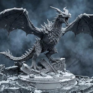 Ancient Realm-Devourer Dragon 3D STL File, Epic Fantasy Miniature, Tabletop RPG Boss Figure