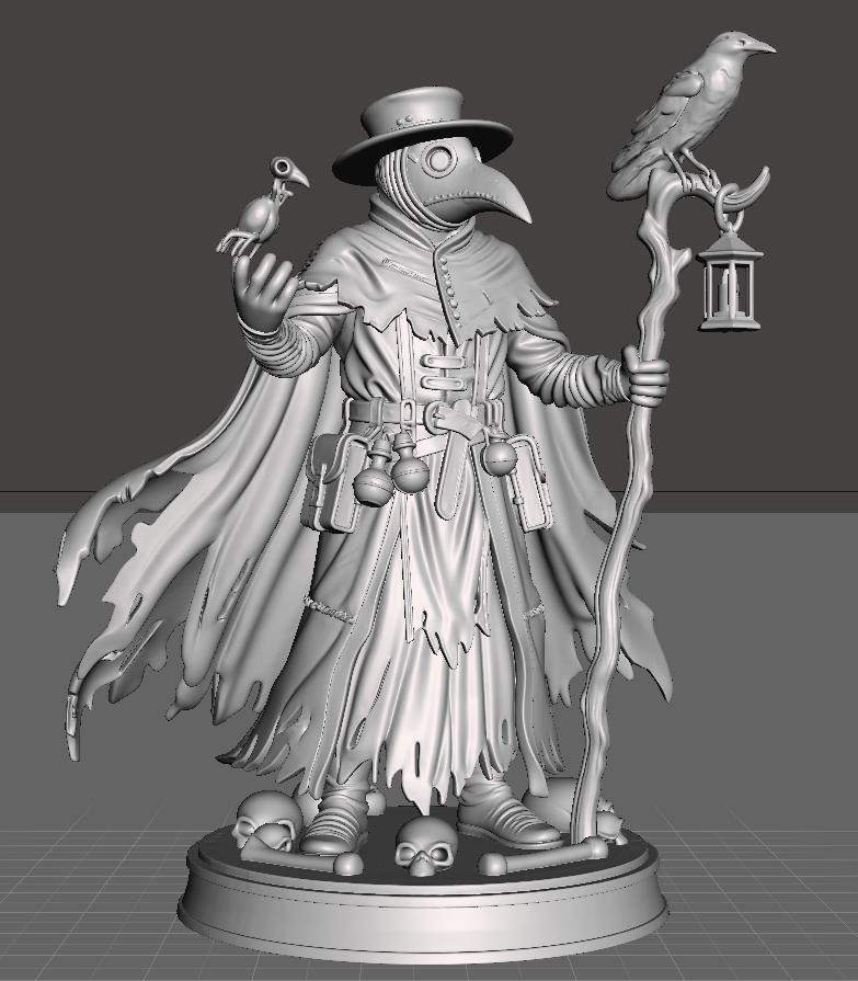 Stl File Doctor Plague Doctor 3D STL File, Highly Detailed Gothic Shaman Figure for 3D ...