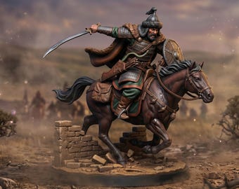 Archivo STL 3D del guerrero de la vanguardia nómada, arquero montado, miniatura de caballería esteparia, modelo para juegos de guerra.
