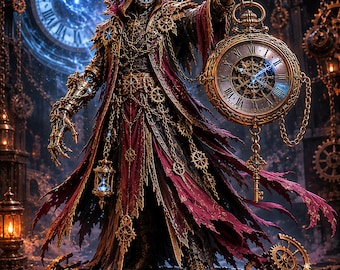 Timekeeper STL | Clockwork Guardian Miniature | Steampunk Fantasy Collector Statue for Resin 3D Print