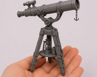 1:12 Captain Telescope STL, Nautical Dollhouse Miniature, Harbor Office Decor, Maritime Spyglass, Resin Printable