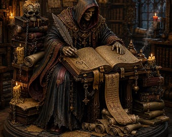 Escriba maldito STL / Miniatura de erudito de la academia oscura / Estatua gótica de coleccionista para impresión 3D en resina