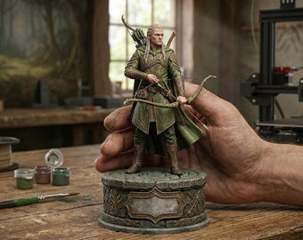 File STL 3D del Principe Elfico - Miniatura di Arciere con Base Runica (Stampabile) / Figura e Base separate / Modello in 2 pezzi