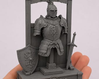 1:12 Armor Display Stand STL, Medieval Knight Armor, Castle Armory Miniature, Fantasy Dollhouse Decor, Resin Printable