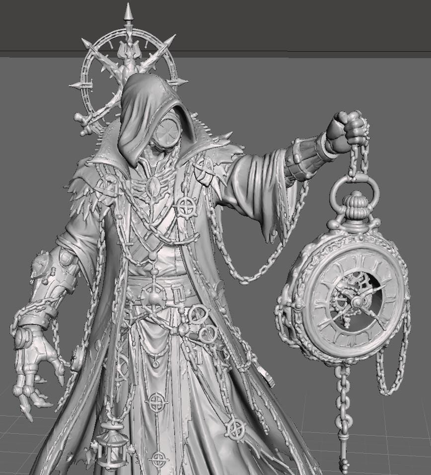 Timekeeper STL | Clockwork Guardian Miniature | Steampunk Fantasy ...