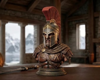 Busto de guerrero griego antiguo STL, miniatura de juego detallada, archivo de exhibición histórica