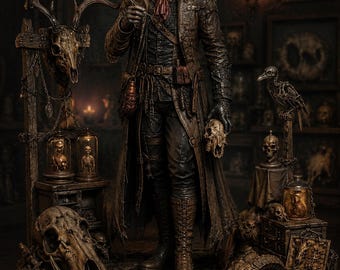 The Taxidermist STL | Dark Collector Miniature | Gothic Curio Master Statue for Resin 3D Printing