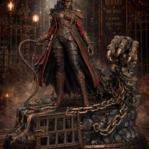 Der zähmende Tierbändiger (STL) | Meister des Spuk-Jahrmarktstiers | Dark-Fantasy-Figur mit separatem Sockel