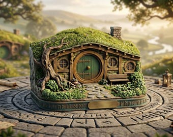 Archivo STL 3D de una vivienda terrestre de medianos, miniatura de fantasía inspirada en la Comarca (imprimible en 3D).