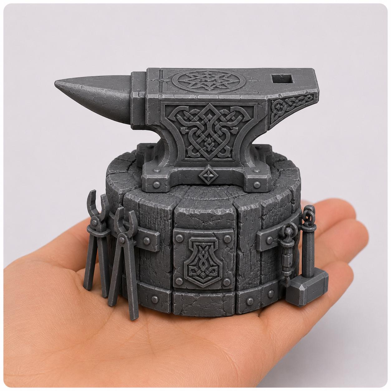 1:12 Dwarven Anvil STL, Fantasy Blacksmith Miniature, Medieval
