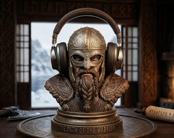 Viking Warrior Headphone Stand, Odin Bust 3D STL File, Gaming Desk Decor (3D Printable)