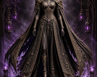 Hooded Void Sorceress STL | Dark Fantasy Mage Figure | Gothic Collector Statue