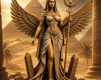 File STL della dea Iside, modello 3D di dea egizia, statua femminile fantasy, miniatura stampabile in 3D, figura dell'antico Egitto, STL in resina