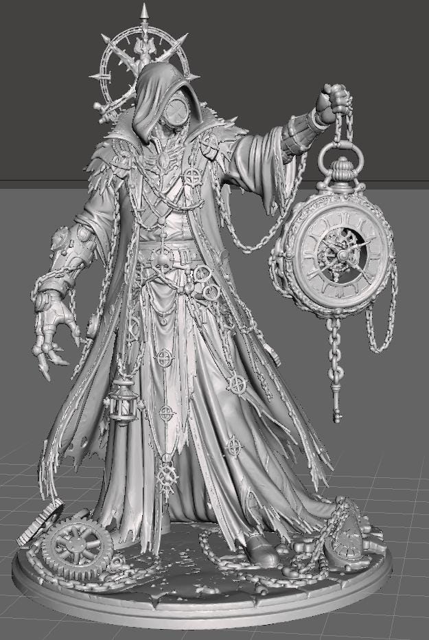 Timekeeper STL | Clockwork Guardian Miniature | Steampunk Fantasy ...