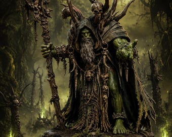 Uralte Knochen Schamane STL Datei, Dark Tribal Druid Miniatur, Fantasy Spirit Walker, 3D druckbare Resin STL