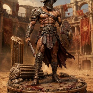 The Beast Arena Champion STL | Gladiator King Miniature | Arena Warrior Statue for Resin 3D Printing