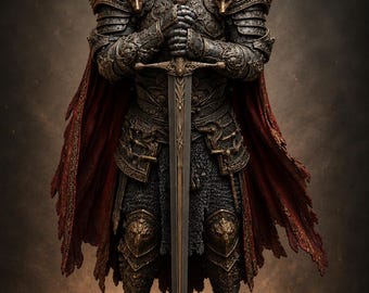 El Último Caballero León STL / Miniatura de Paladín Noble / Estatua de resina de fantasía oscura para impresión 3D