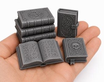 1:12 Spell Books STL | Fantasy Magic Tome Set | Wizard Library Decor | Miniature Books for Dollhouse & Diorama