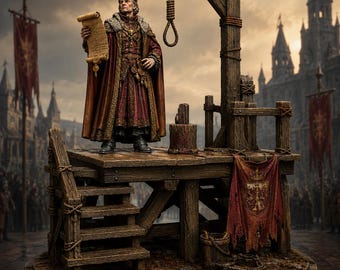 The King's Execution Witness STL | Dark Fantasy Noble Miniature | Execution Scaffold Base | 2-Part Resin 3D Print Model
