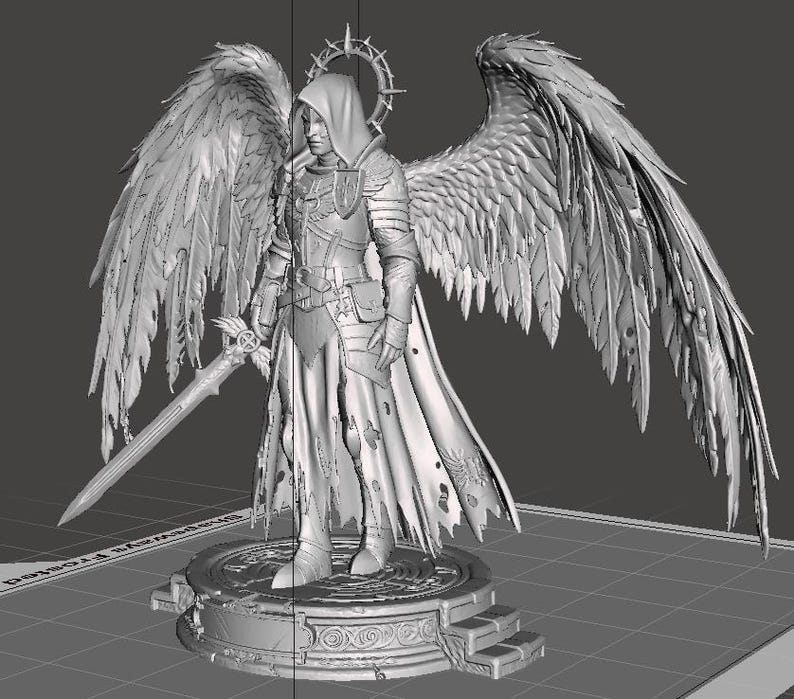 Winged Arbitress 3D STL File, Gothic Fallen Angel Miniature, Dark ...