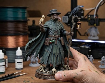 Plague Doctor 3D STL File, Highly Detailed Gothic Shaman Figure for 3D Printing, Messenger of the Black Death Collectible Hero STL Model