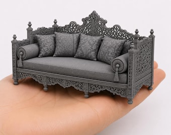 1:12 Oosterse luxe bank STL, Arabische bankminiatuur, fantasie poppenhuismeubilair afdrukbaar