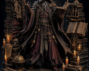 Archimago Prohibido STL / Miniatura de mago de la Academia Oscura / Estatua de coleccionista de fantasía para impresión 3D en resina