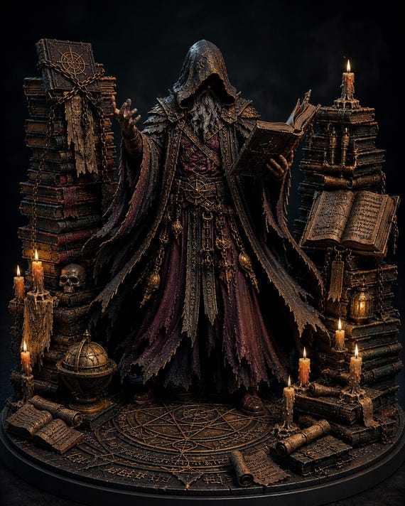 Forbidden Archmage STL | Dark Academia Wizard Miniature | Fantasy Collector Statue for Resin 3D Print