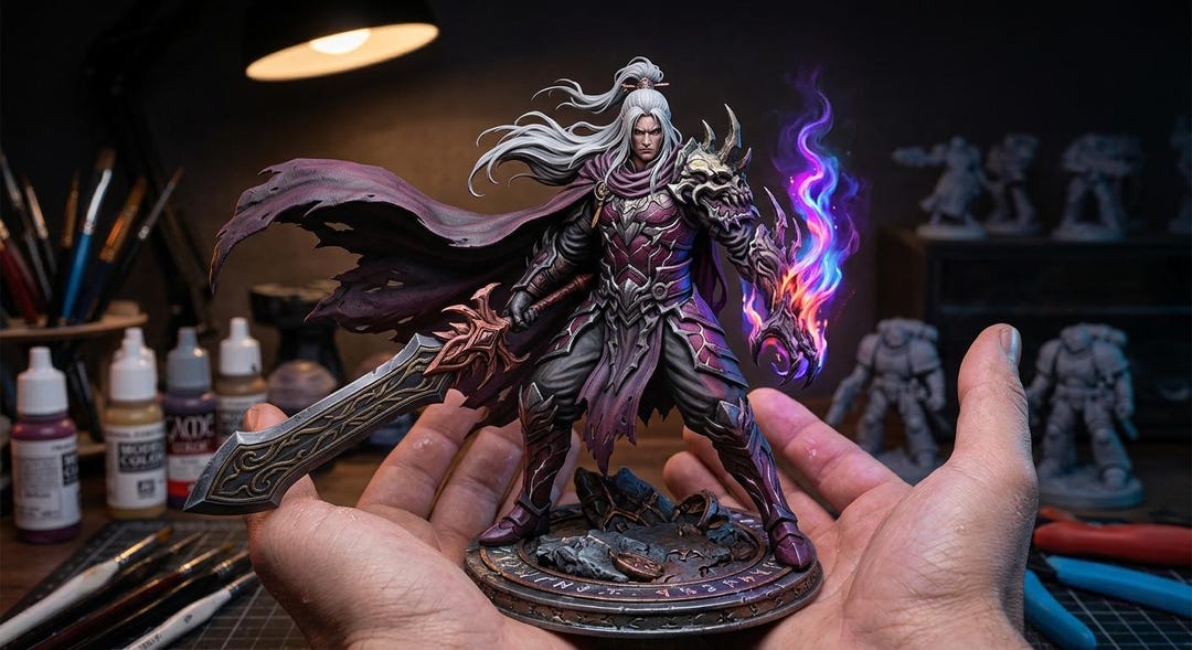 Dark Spellblade Warrior 3D STL File – Demonic Knight Miniature, Fantasy ...
