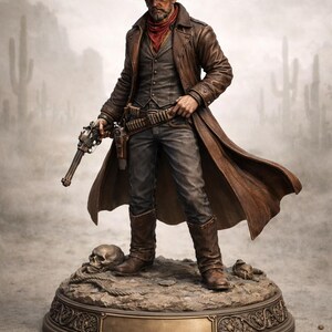 Outlaw Gunslinger STL | Western Cowboy 3D Print File (75mm)