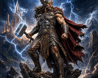 Storm God STL | Mythology Hammer Warrior 3D-printmodel (digitale download)