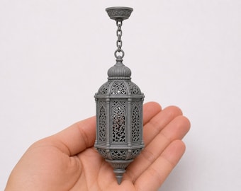 1:12 Hanging Lantern STL, Moroccan Lamp, 3D Printable Light Decor, Dollhouse Lighting, Exotic Miniature STL